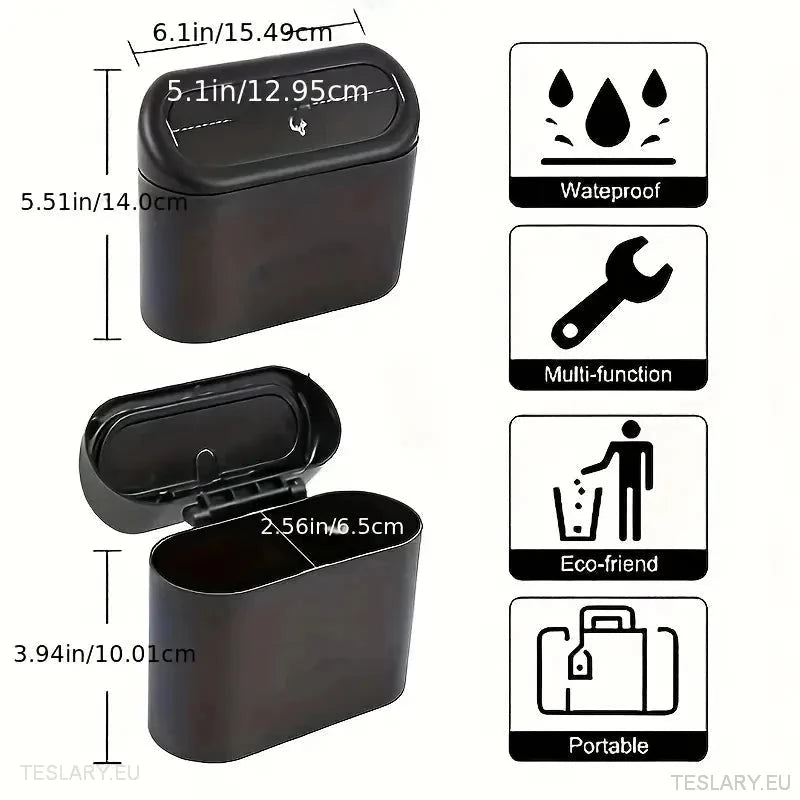 Tesla Car Mini Bin with Spring Lid and 30 Bags - TESLARY Tesla Shop Accessories Europe Nederlands Ireland Deutschland Espana Alicante France Italia