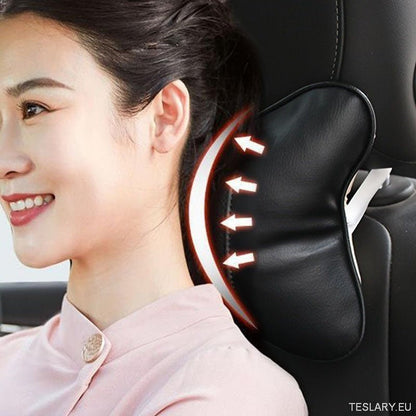 Tesla Car Seat Headrest Pillow - Premium Neck Support Cushion - TESLARY Tesla Shop Accessories Europe Nederlands Ireland Deutschland Espana Alicante France Italia