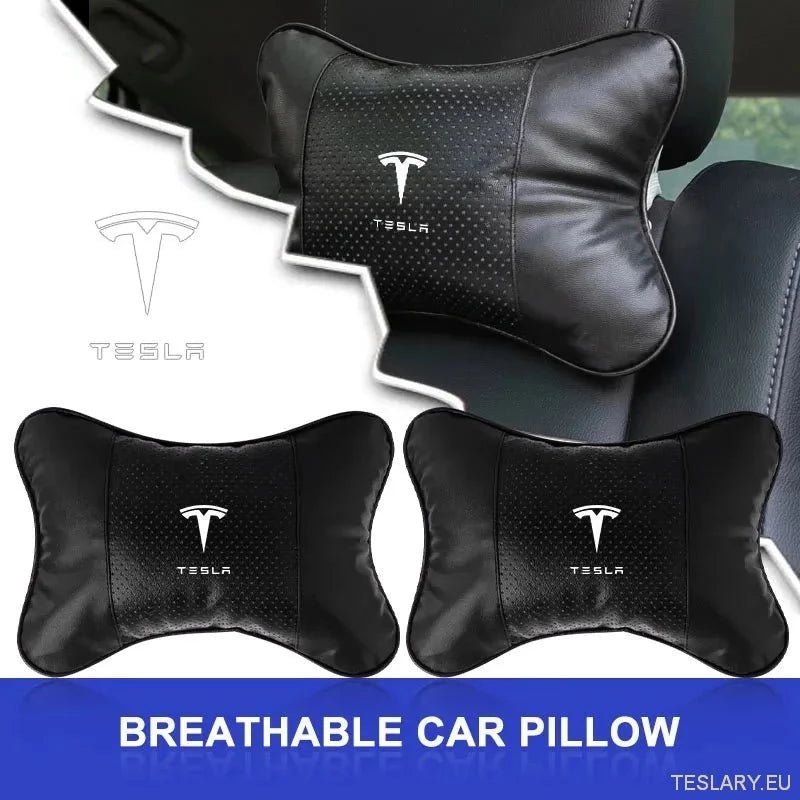 Tesla Car Seat Headrest Pillow - Premium Neck Support Cushion - TESLARY Tesla Shop Accessories Europe Nederlands Ireland Deutschland Espana Alicante France Italia