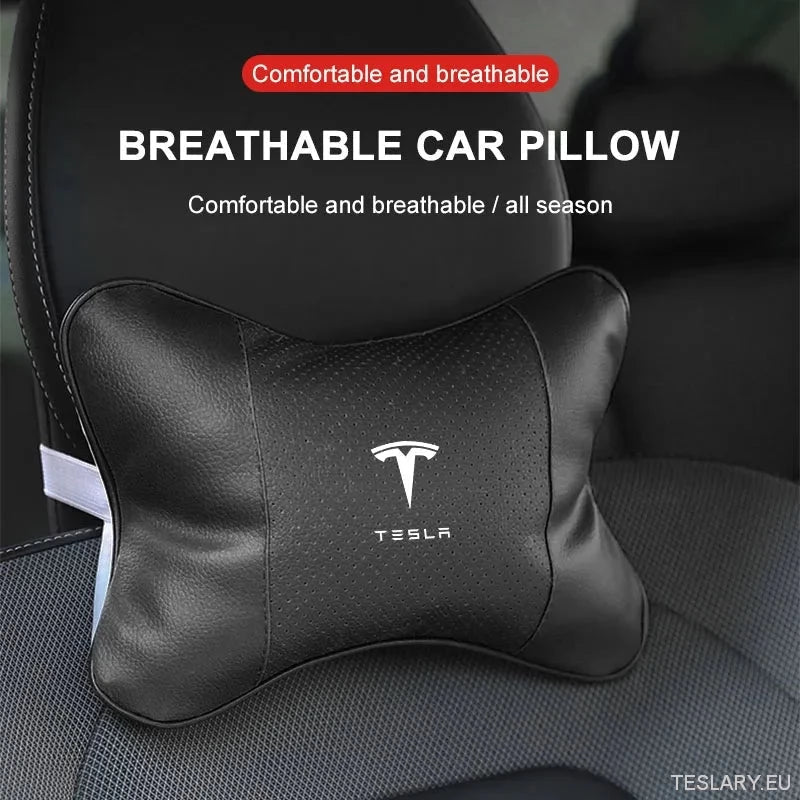 Tesla Car Seat Headrest Pillow - Premium Neck Support Cushion - TESLARY Tesla Shop Accessories Europe Nederlands Ireland Deutschland Espana Alicante France Italia
