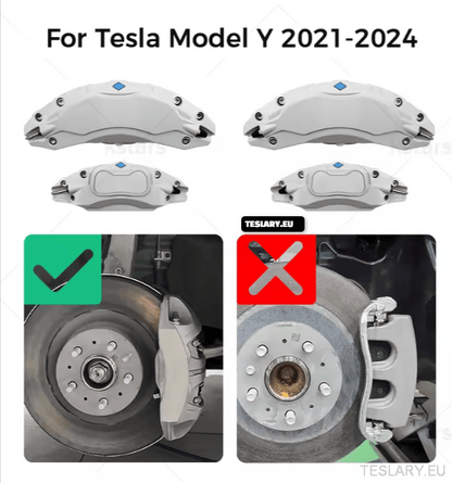 Tesla Model 3 / 3+ / Y Aluminium Brake Caliper Covers ( Set of 4 Pieces ) - TESLARY Tesla Shop Accessories Europe Nederlands Dublin Cork Ireland Deutschland Espana Alicante France Italia