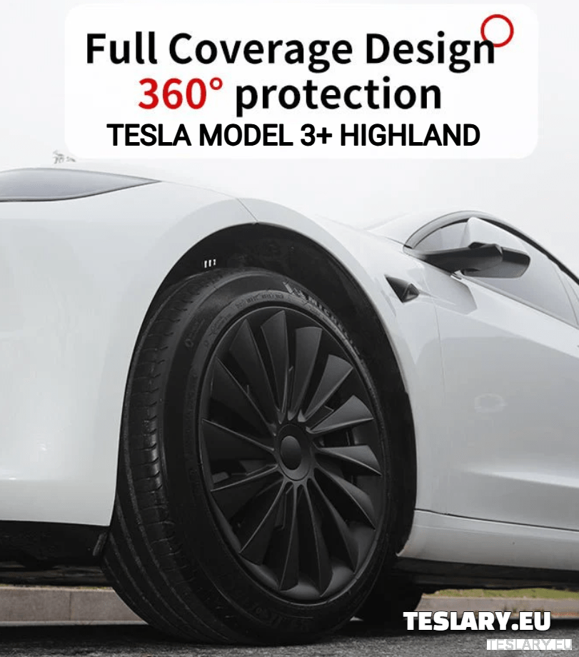 Tesla Model 3+ Highland 18" Blade Style Wheel Covers - Matte Black - TESLARY Tesla Shop Accessories Europe Nederlands Dublin Cork Ireland Deutschland Espana Alicante France Italia