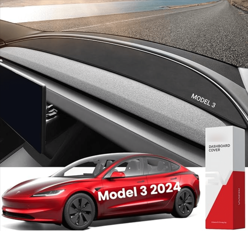 Tesla Model 3+ Highland Anti Glare Dash Cover Mat with Logo - TESLARY Tesla Shop Accessories Europe Nederlands Dublin Cork Ireland Deutschland Espana Alicante France Italia