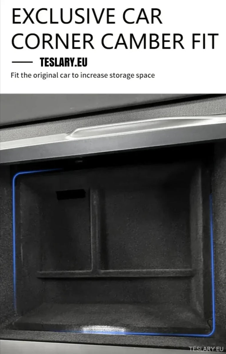 Tesla Model 3+ Highland Centre Console Rear Organiser Trays Front & Rear Flocking - TESLARY Tesla Shop Accessories Europe Nederlands Ireland Deutschland Espana Alicante France Italia