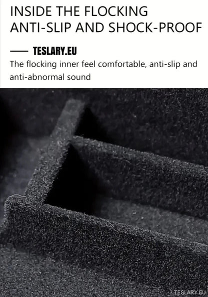 Tesla Model 3+ Highland Centre Console Rear Organiser Trays Front & Rear Flocking - TESLARY Tesla Shop Accessories Europe Nederlands Ireland Deutschland Espana Alicante France Italia
