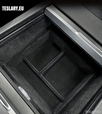 Tesla Model 3+ Highland Centre Console Rear Organiser Trays Front & Rear Flocking - TESLARY Tesla Shop Accessories Europe Nederlands Ireland Deutschland Espana Alicante France Italia