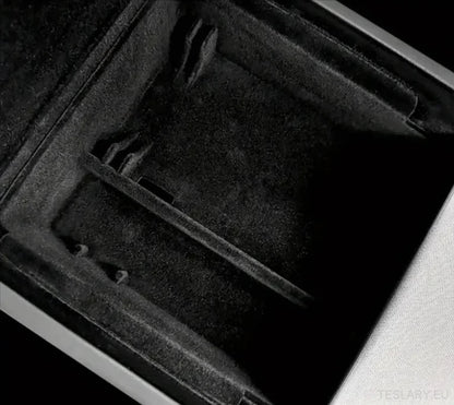 Tesla Model 3+ Highland Centre Console Rear Organiser Trays Front & Rear Flocking - TESLARY Tesla Shop Accessories Europe Nederlands Ireland Deutschland Espana Alicante France Italia