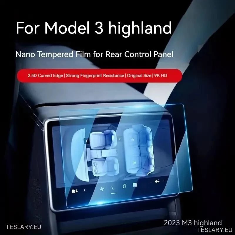 Tesla Model 3+ Highland Rear Screen Tempered Screen Protector - TESLARY Tesla Shop Accessories Europe Nederlands Ireland Deutschland Espana Alicante France Italia