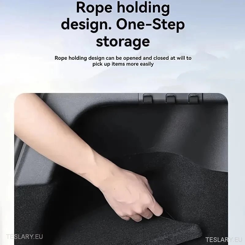 Tesla Model 3 Highland Rear Trunk Organiser Side Pockets with Lids - Tesla Shop Europe - TESLARY.IE Ireland - France boutique- Deutschland Geschäft- España comercio - Nederland winkel- TESLARY.IE