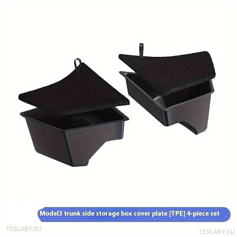 Tesla Model 3 Highland Rear Trunk Organiser Side Pockets with Lids ( 2 ) - TESLARY Tesla Shop Accessories Europe Nederlands Ireland Deutschland Espana Alicante France Italia
