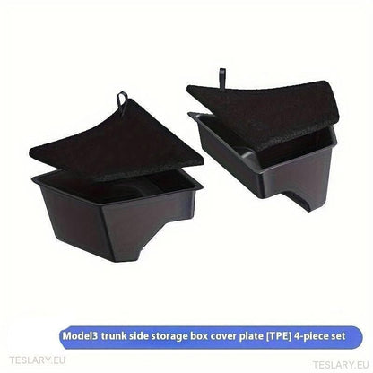 Tesla Model 3 Highland Rear Trunk Organiser Side Pockets with Lids ( 2 ) - TESLARY Tesla Shop Accessories Europe Nederlands Ireland Deutschland Espana Alicante France Italia