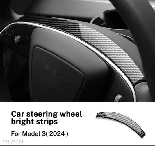 Tesla Model 3 Highland Steering Wheel Carbon Fiber Black Style Kit