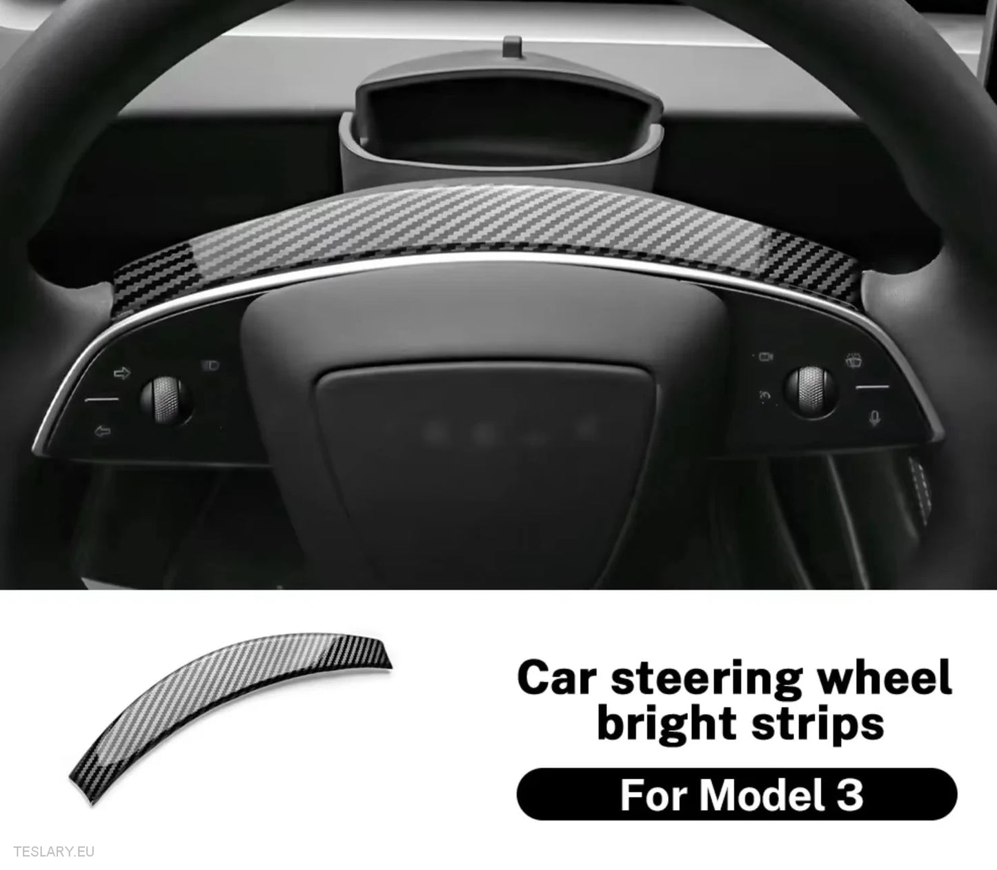 Tesla Model 3 Highland / Model Y Juniper Steering Wheel Carbon Fiber Black Style Kit