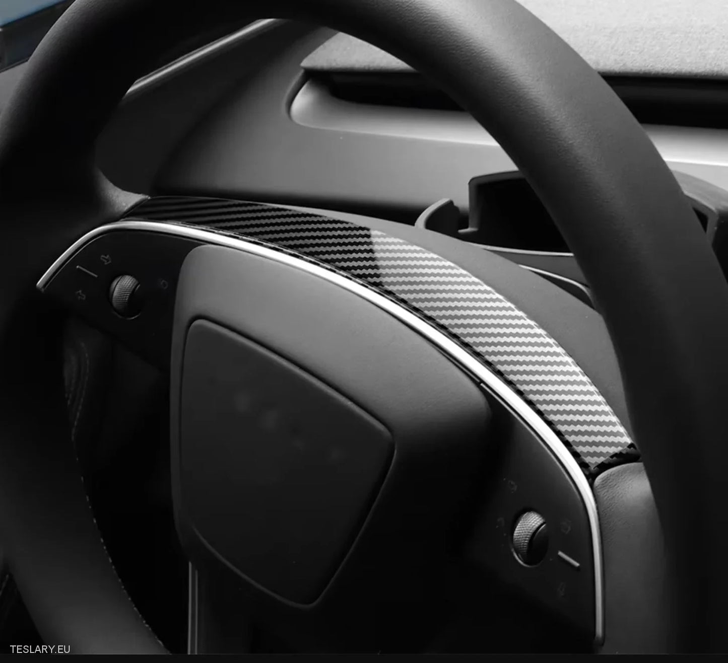 Tesla Model 3 Highland / Model Y Juniper Steering Wheel Carbon Fiber Black Style Kit