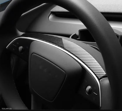 Tesla Model 3 Highland / Model Y Juniper Steering Wheel Carbon Fiber Black Style Kit