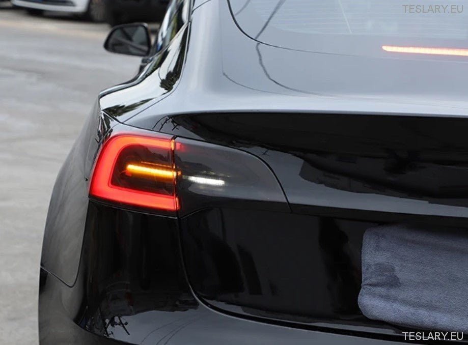 Tesla Model 3 / Y & 3+ Highland Tail Light Smoked Plastic Protective Covers - TESLARY Tesla Shop Accessories Europe Nederlands Ireland Deutschland Espana Alicante France Italia