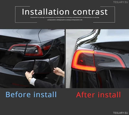 Tesla Model 3 / Y & 3+ Highland Tail Light Smoked Plastic Protective Covers - TESLARY Tesla Shop Accessories Europe Nederlands Ireland Deutschland Espana Alicante France Italia