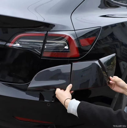 Tesla Model 3 / Y & 3+ Highland Tail Light Smoked Plastic Protective Covers - TESLARY Tesla Shop Accessories Europe Nederlands Ireland Deutschland Espana Alicante France Italia
