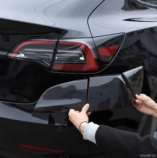 Tesla Model 3 / Y & 3+ Highland Tail Light Smoked Plastic Protective Covers - TESLARY Tesla Shop Accessories Europe Nederlands Ireland Deutschland Espana Alicante France Italia