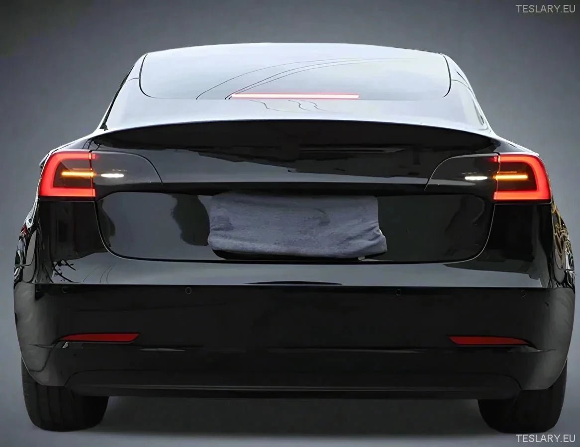 Tesla Model 3 / Y & 3+ Highland Tail Light Smoked Plastic Protective Covers - TESLARY Tesla Shop Accessories Europe Nederlands Ireland Deutschland Espana Alicante France Italia