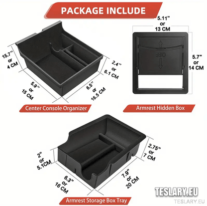Tesla Model 3 / Y Accessories 3 Pack Front & Rear Trays & Hidden Storage - TESLARY Tesla Shop Accessories Europe Nederlands Dublin Cork Ireland Deutschland Espana Alicante France Italia