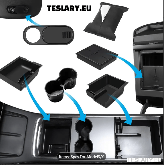 Tesla Model 3 / Y Accessories 6 Piece Organiser Package 6 - 1 KIT - TESLARY Tesla Shop Accessories Europe Nederlands Dublin Cork Ireland Deutschland Espana Alicante France Italia
