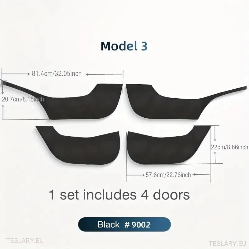 Tesla Model 3 / Y Anti Kick Protective Suede Door Panel Covers - TESLARY Tesla Shop Accessories Europe Nederlands Ireland Deutschland Espana Alicante France Italia
