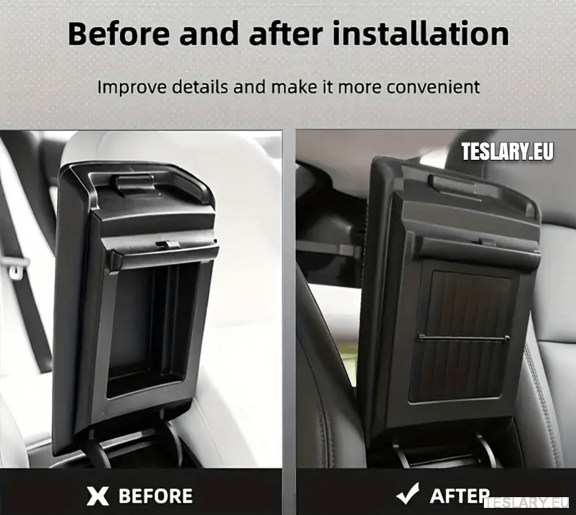Tesla Model 3 / Y Armrest Hidden Storage - TESLARY Tesla Shop Accessories Europe Nederlands Dublin Cork Ireland Deutschland Espana Alicante France Italia