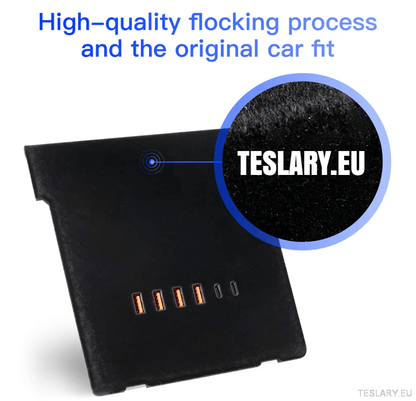 Tesla Model 3 / Y Centre Console Data Storage & USB Expansion Upgrade Panel - TESLARY Tesla Shop Accessories Europe Nederlands Dublin Cork Ireland Deutschland Espana Alicante France Italia