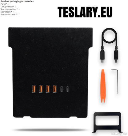 Tesla Model 3 / Y Centre Console Data Storage & USB Expansion Upgrade Panel - TESLARY Tesla Shop Accessories Europe Nederlands Dublin Cork Ireland Deutschland Espana Alicante France Italia