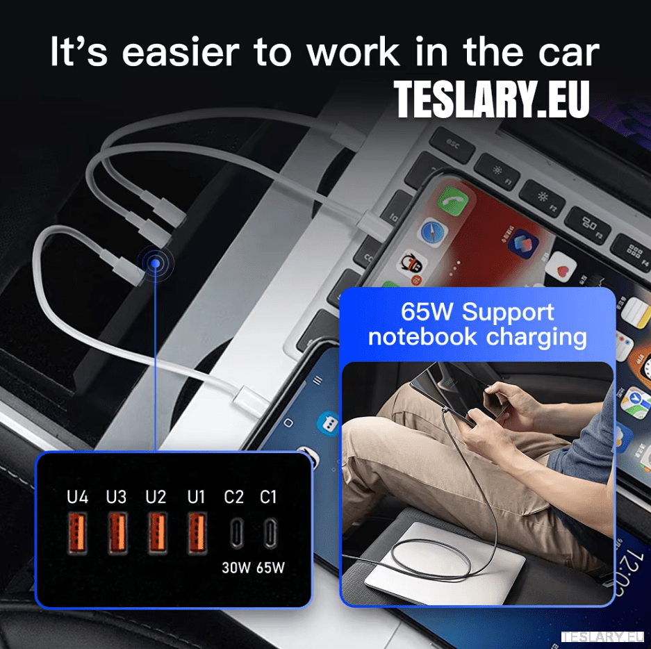 Tesla Model 3 / Y Centre Console Data Storage & USB Expansion Upgrade Panel - TESLARY Tesla Shop Accessories Europe Nederlands Dublin Cork Ireland Deutschland Espana Alicante France Italia