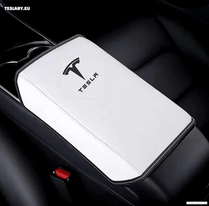 Tesla Model 3 / Y Centre Console PU Leather Armrest Cover with Logo - TESLARY Tesla Shop Accessories Europe Nederlands Dublin Cork Ireland Deutschland Espana Alicante France Italia