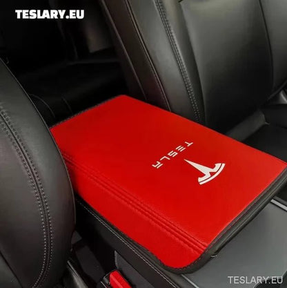 Tesla Model 3 / Y Centre Console PU Leather Armrest Cover with Logo - TESLARY Tesla Shop Accessories Europe Nederlands Ireland Deutschland Espana Alicante France Italia