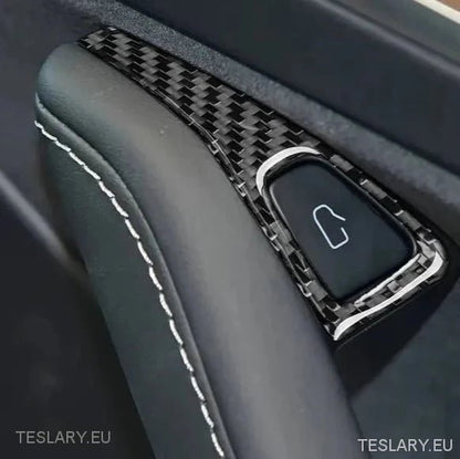 Tesla Model 3 / Y Door Lock Carbon Fiber Style Trim Covers Interior - TESLARY Tesla Shop Accessories Europe Nederlands Ireland Deutschland Espana Alicante France Italia
