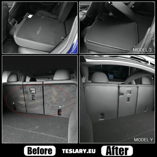 Tesla Model 3 / Y & Model 3+ Highland Trunk Rear Seat Back Protectors - TESLARY Tesla Shop Accessories Europe Nederlands Dublin Cork Ireland Deutschland Espana Alicante France Italia