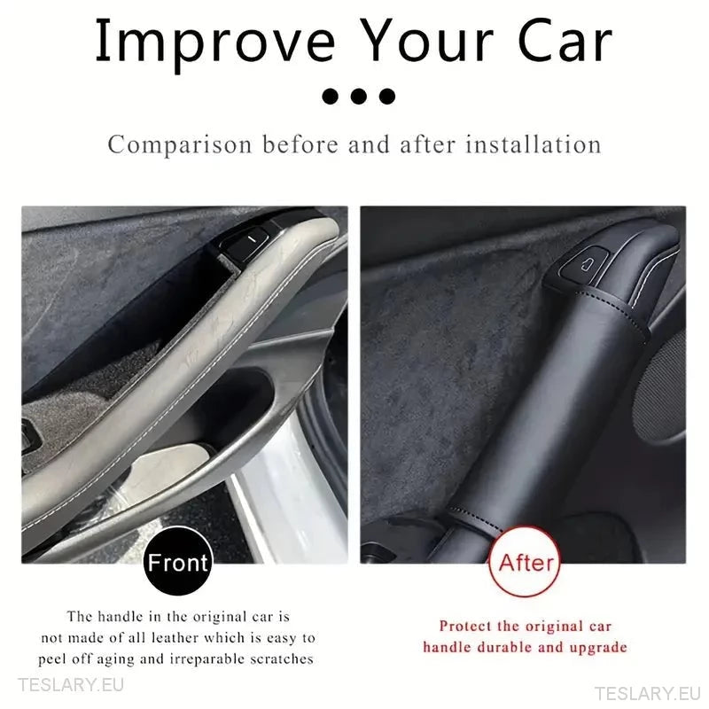 Tesla Model 3 / Y PU Leather Protective Handle Covers - TESLARY Tesla Shop Accessories Europe Nederlands Ireland Deutschland Espana Alicante France Italia