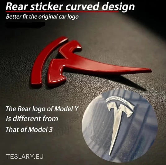 Tesla Model 3 / Y Rear Tail Logo Black , Carbon , Chrome , Red