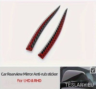 Tesla Model 3 / Y Rear View Mirror Real Carbon Fiber Trim -TESLARY.IE Tesla Shop Europe