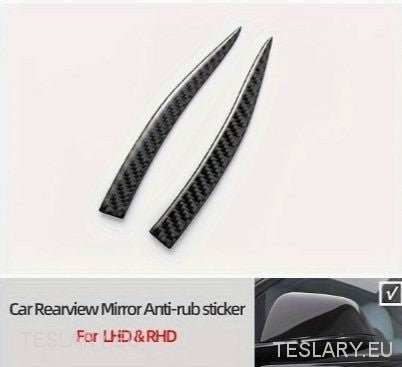Tesla Model 3 / Y Rear View Mirror Real Carbon Fiber Trim -TESLARY.IE Tesla Shop Europe