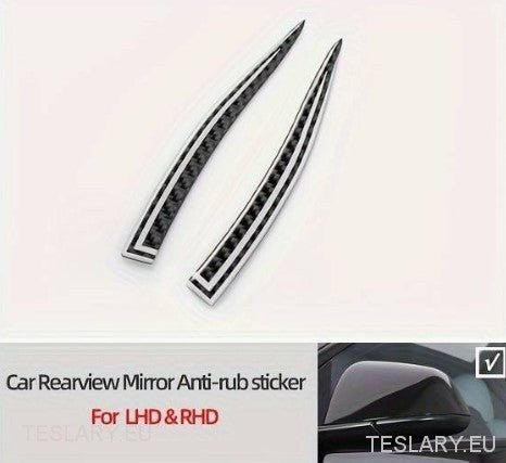 Tesla Model 3 / Y Rear View Mirror Real Carbon Fiber Trim -TESLARY.IE Tesla Shop Europe