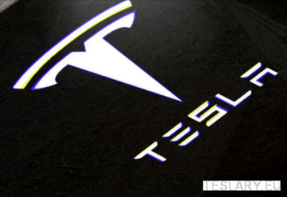 Tesla Model 3 / Y / S / X Door Projector Lights Plaid & Logo Style - TESLARY Tesla Shop Accessories Europe Nederlands Dublin Cork Ireland Deutschland Espana Alicante France Italia