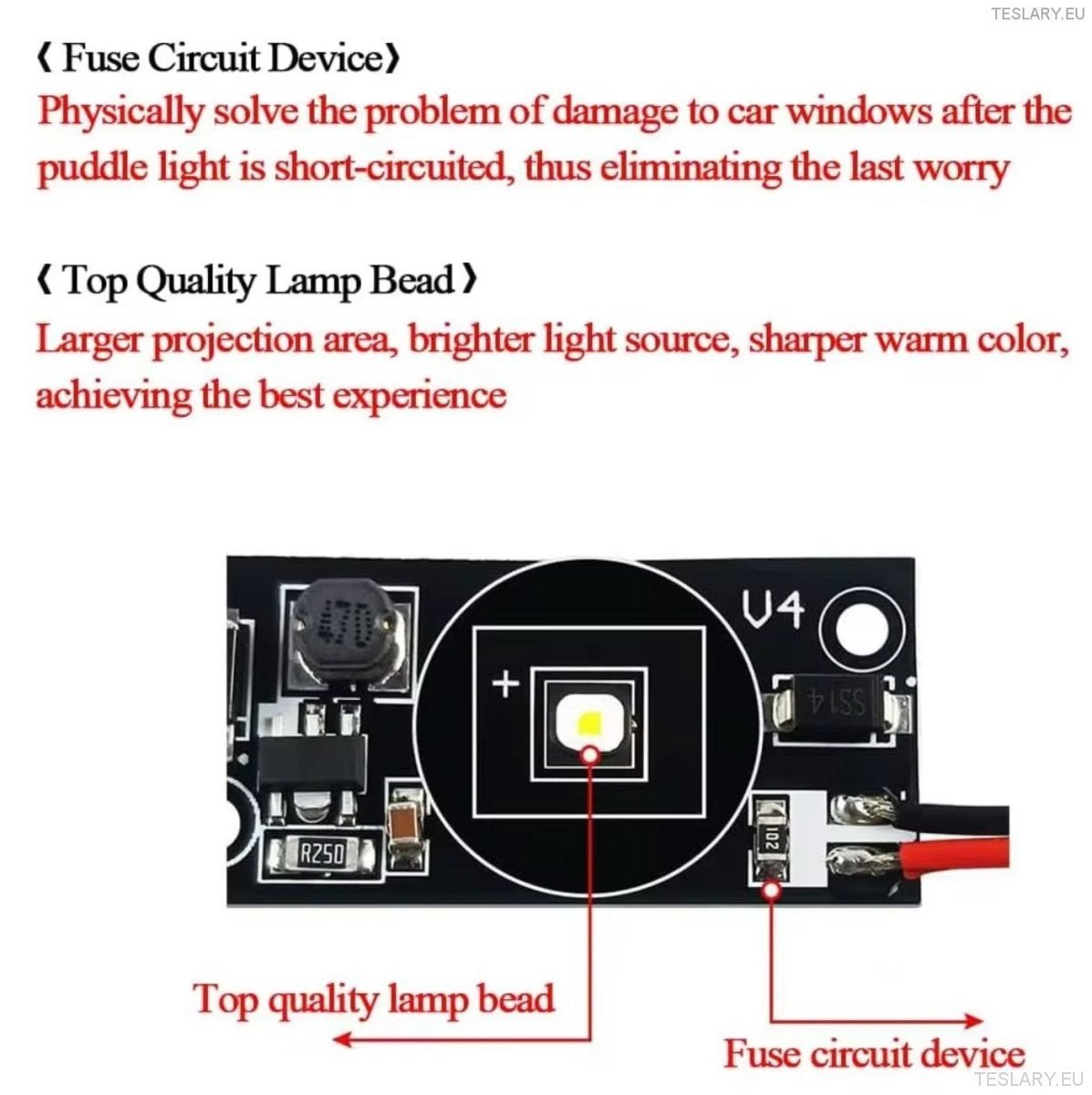 Tesla Model 3 / Y / S / X Door Projector Lights Plaid & Logo Style - TESLARY Tesla Shop Accessories Europe Nederlands Ireland Deutschland Espana Alicante France Italia