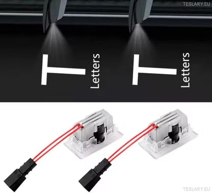 Tesla Model 3 / Y / S / X Door Projector Lights Plaid & Logo Style - TESLARY Tesla Shop Accessories Europe Nederlands Ireland Deutschland Espana Alicante France Italia