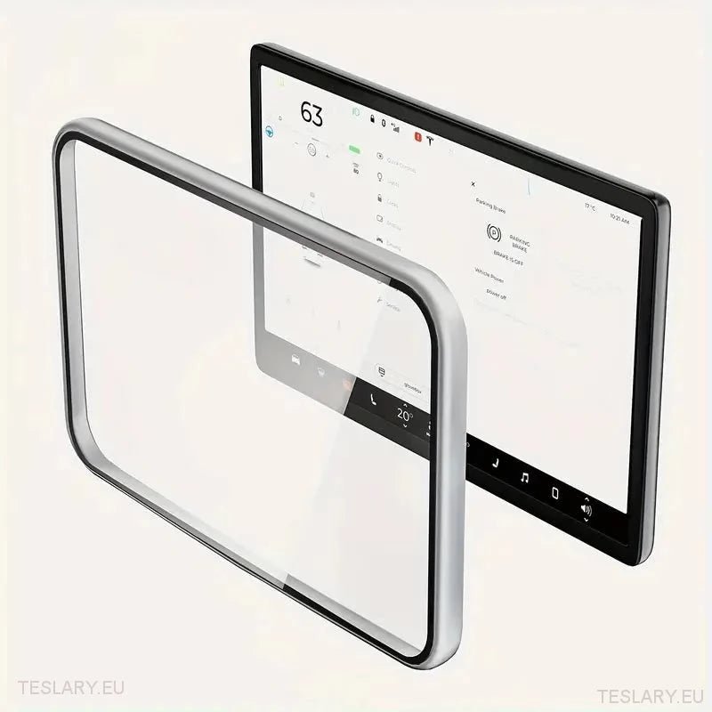 Tesla Model 3 / Y Tempered Glass Screen Protector with Carbon Fibre Edge - TESLARY Tesla Shop Accessories Europe Nederlands Ireland Deutschland Espana Alicante France Italia