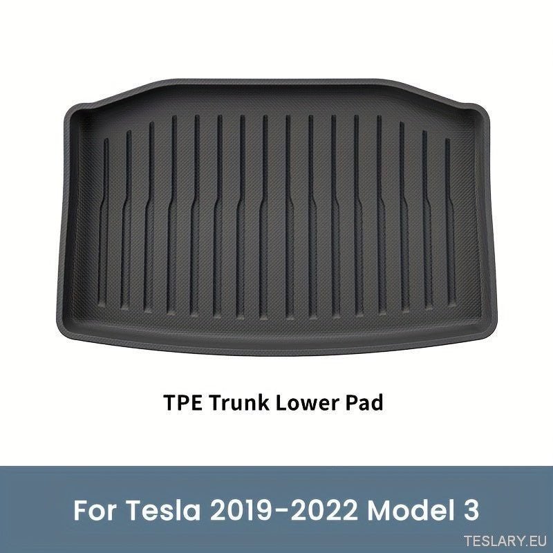 Tesla Model 3 / Y TPE Front & Rear Cargo Mats for Frunk and Trunk - TESLARY Tesla Shop Accessories Europe Nederlands Dublin Cork Ireland Deutschland Espana Alicante France Italia
