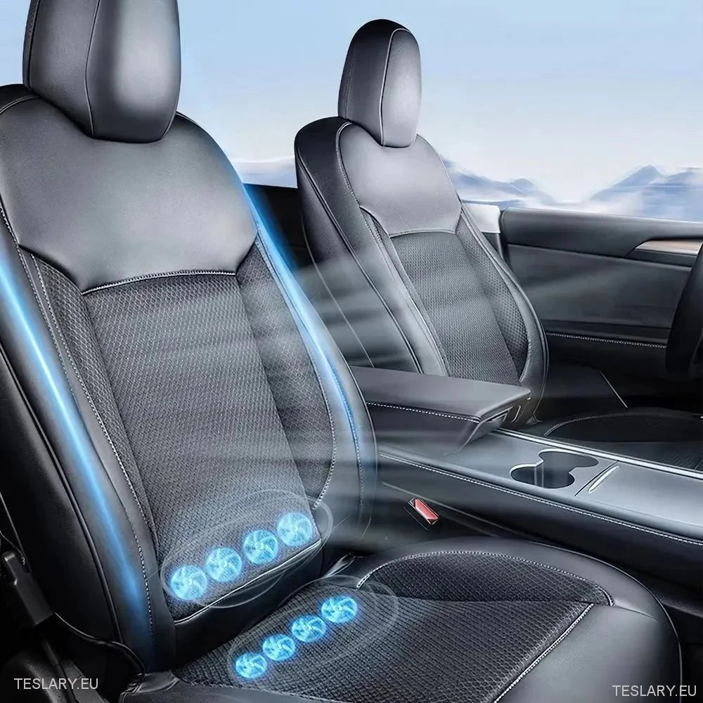 Tesla Model 3 / Y Ventilated Seat Covers in Black or White Pu Leather - TESLARY Tesla Shop Accessories Europe Nederlands Ireland Deutschland Espana Alicante France Italia