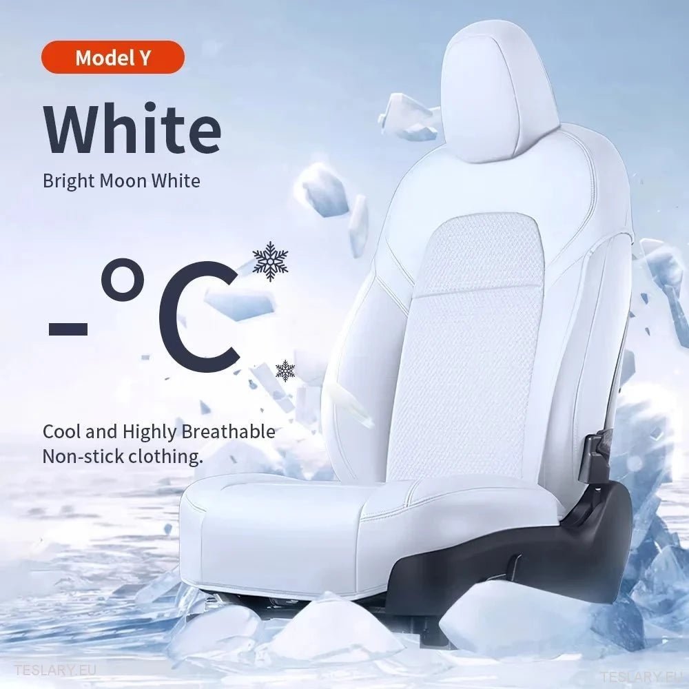 Tesla Model 3 / Y Ventilated Seat Covers in Black or White Pu Leather - TESLARY Tesla Shop Accessories Europe Nederlands Ireland Deutschland Espana Alicante France Italia