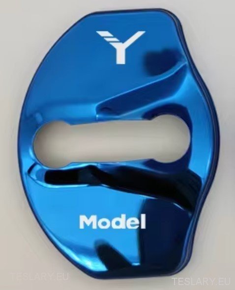Tesla Model 3 / Y / X Stainless Steel Door Lock Protective Cover with Logo ( 4 PACK ) - TESLARY Tesla Shop Accessories Europe Nederlands Dublin Cork Ireland Deutschland Espana Alicante France Italia