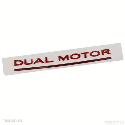 Tesla Model 3/Y Dual Motor Logo Emblem Black , Red , Chrome , Gold - TESLARY Tesla Shop Accessories Europe Nederlands Ireland Deutschland Espana Alicante France Italia