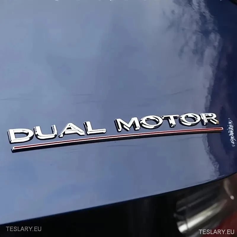 Tesla Model 3/Y Dual Motor Logo Emblem - Tesla Shop Europe - TESLARY.IE Ireland - France boutique- Deutschland Geschäft- España comercio - Nederland winkel- TESLARY.IE